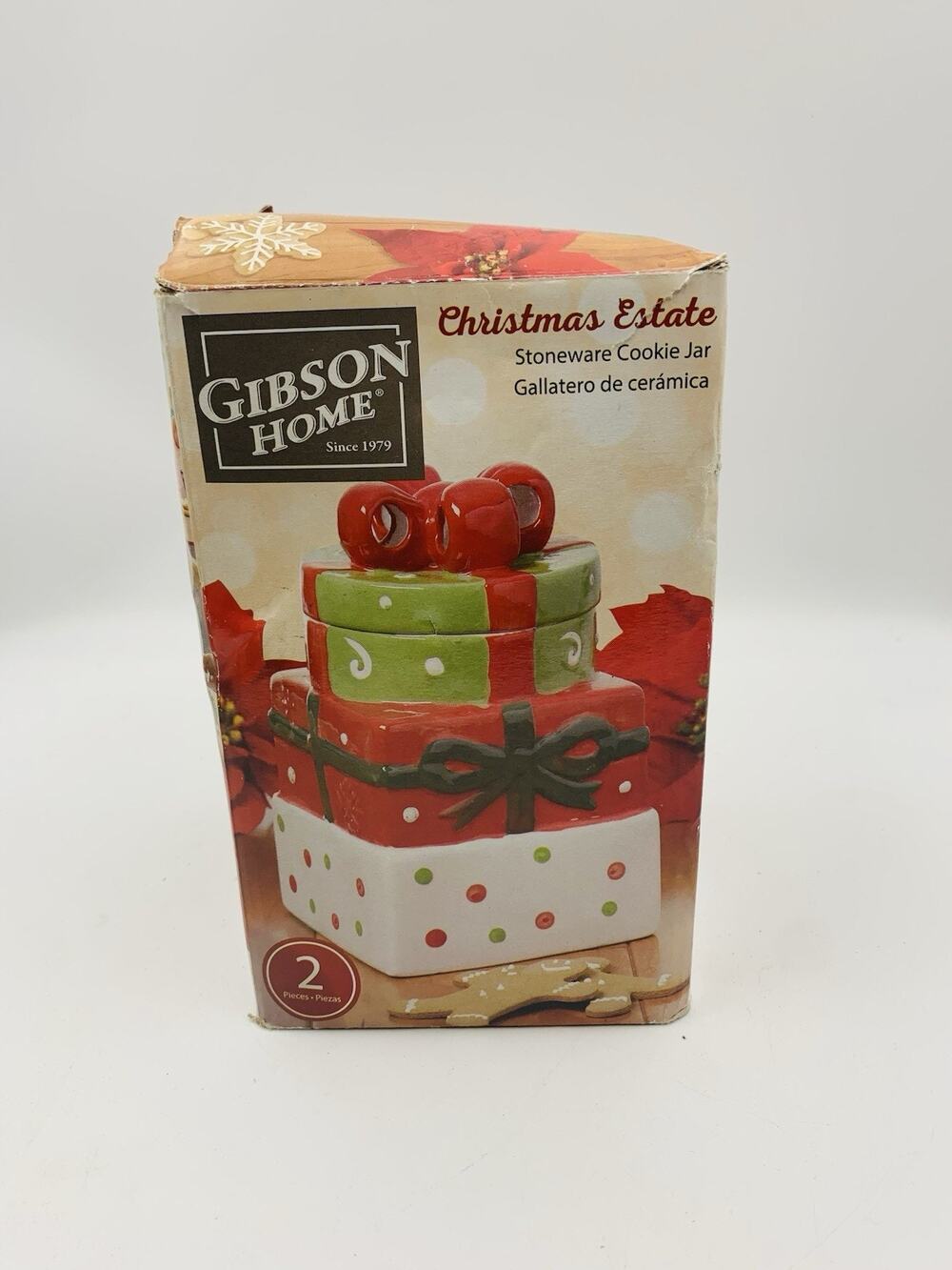 Gibson Home Christmas 7.5 Inch Gift Box Holiday Cookie Jar